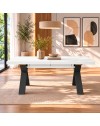 Tavolo Allungabile Milonga410 160 cm con Piano Bianco Spatolato e Gambe Incrociate Antracite