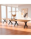 Tavolo Allungabile Milonga410 160 cm con Piano Rovere nodato e Gambe Incrociate Antracite