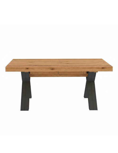 Tavolo Allungabile Milonga410 160 cm con Piano Rovere nodato e Gambe Incrociate Antracite