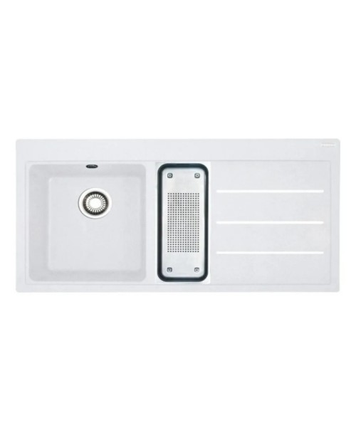 Lavello cucina 2 vasche Franke TFF651 Mythos Fusion da incasso bianco 100x50.5 cm. gocciolatoio destro