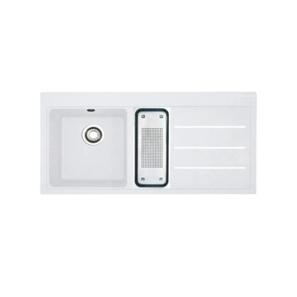 Lavello cucina 2 vasche Franke TFF651 Mythos Fusion da incasso bianco 100x50.5 cm. gocciolatoio destro