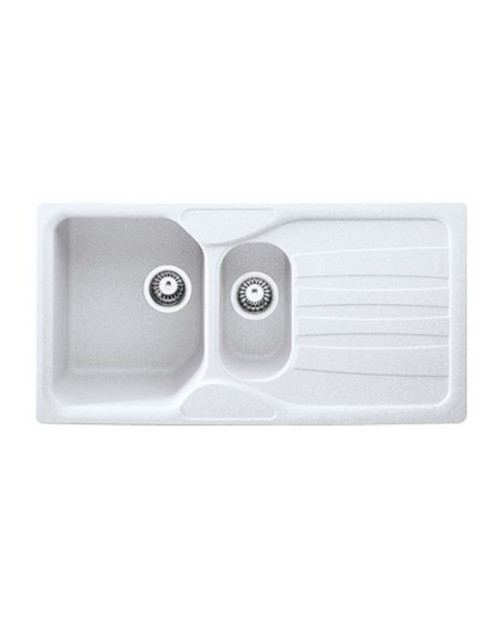 Lavello cucina 2 vasche Franke Calypso COG651 bianco gocciolatoio reversibile 97x50 cm.