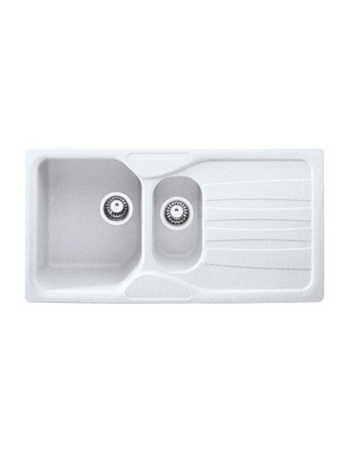 Lavello cucina 2 vasche Franke Calypso COG651 bianco gocciolatoio reversibile 97x50 cm.