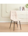 Set 6 Sedie imbottite in tessuto beige Fender con gambe in metallo nero