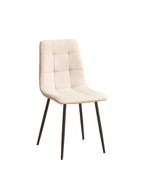 Set 6 Sedie imbottite in tessuto beige Fender con gambe in metallo nero