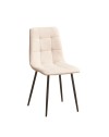 Set 6 Sedie imbottite in tessuto beige Fender con gambe in metallo nero