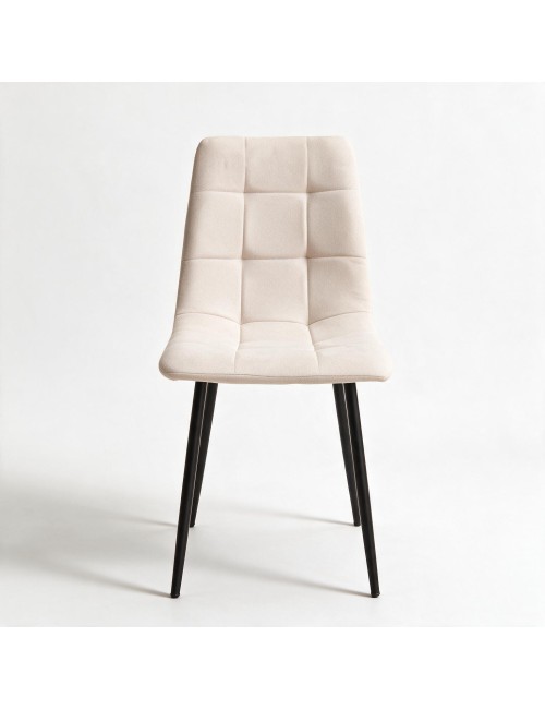 Set 6 Sedie imbottite in tessuto beige Fender con gambe in metallo nero
