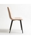 Set 6 Sedie imbottite in tessuto beige Fender con gambe in metallo nero