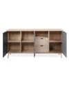 Credenza Epik52 con 3 ante 2 cassetti 180x40x88,3 colore rovere antracite grigio