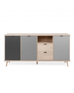 Credenza Epik 52 3 Ante 2 Cassetti 180x40x88,3 Rovere Antracite Grigio