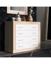 Cassettiera comò 4 cassetti rovere con frontali colore bianco Sara 98x40x82h