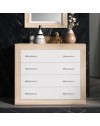 Cassettiera comò 4 cassetti rovere con frontali colore bianco Sara 98x40x82h