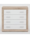 Cassettiera comò 4 cassetti rovere con frontali colore bianco Sara 98x40x82h
