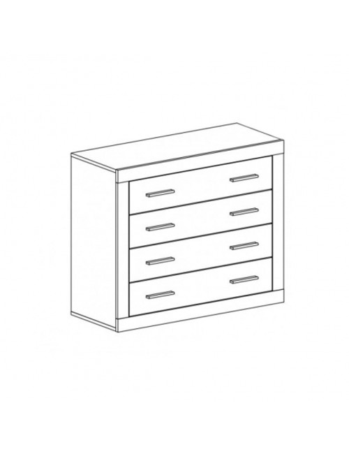 Cassettiera 4 Cassetti Rovere con Frontali Colore Bianco Sara 98x40x82h