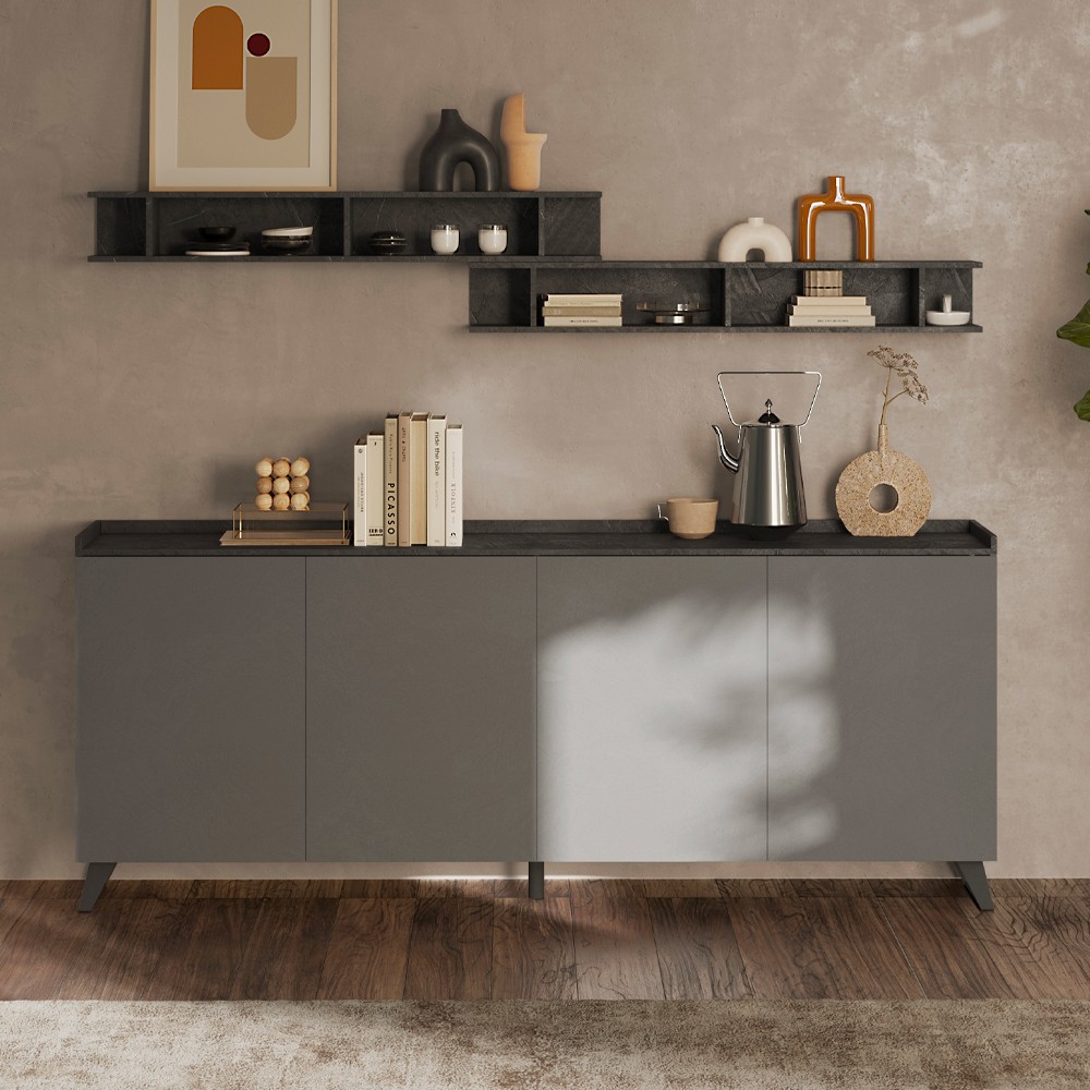 Madia 4 ante Polan 241x42x99h colore ardesia piombo