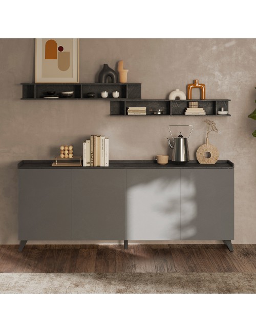 Madia 4 Ante Polan 241x42x99h Colore Ardesia Piombo Prezzo