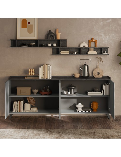 Madia 4 Ante Polan 241x42x99h Colore Ardesia Piombo Prezzo