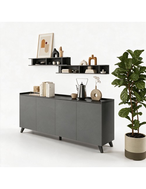 Madia 4 Ante Polan 241x42x99h Colore Ardesia Piombo Prezzo