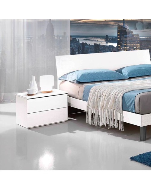 Comodino 2 cassetti bianco Manitoba
