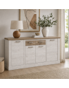 Madia Flux 4 ante e 2 cassetti 213 cm pino bianco con top rovere antico