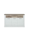 Madia Flux 3 ante e 3 cassetti 140 cm pino bianco con top rovere antico