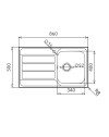 Lavello da incasso Tirreno861 in acciaio inox con vasca e gocciolatoio sinistro 86x50x18H