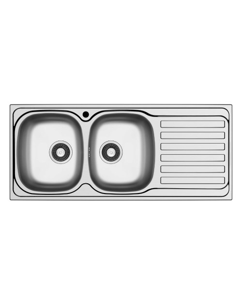 Lavello da incasso Adriatico116 monostampo 2 vasche e gocciolatoio destro inox