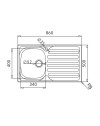 Lavello da incasso Adriatico861 monostampo 1 vasca e gocciolatoio destro inox