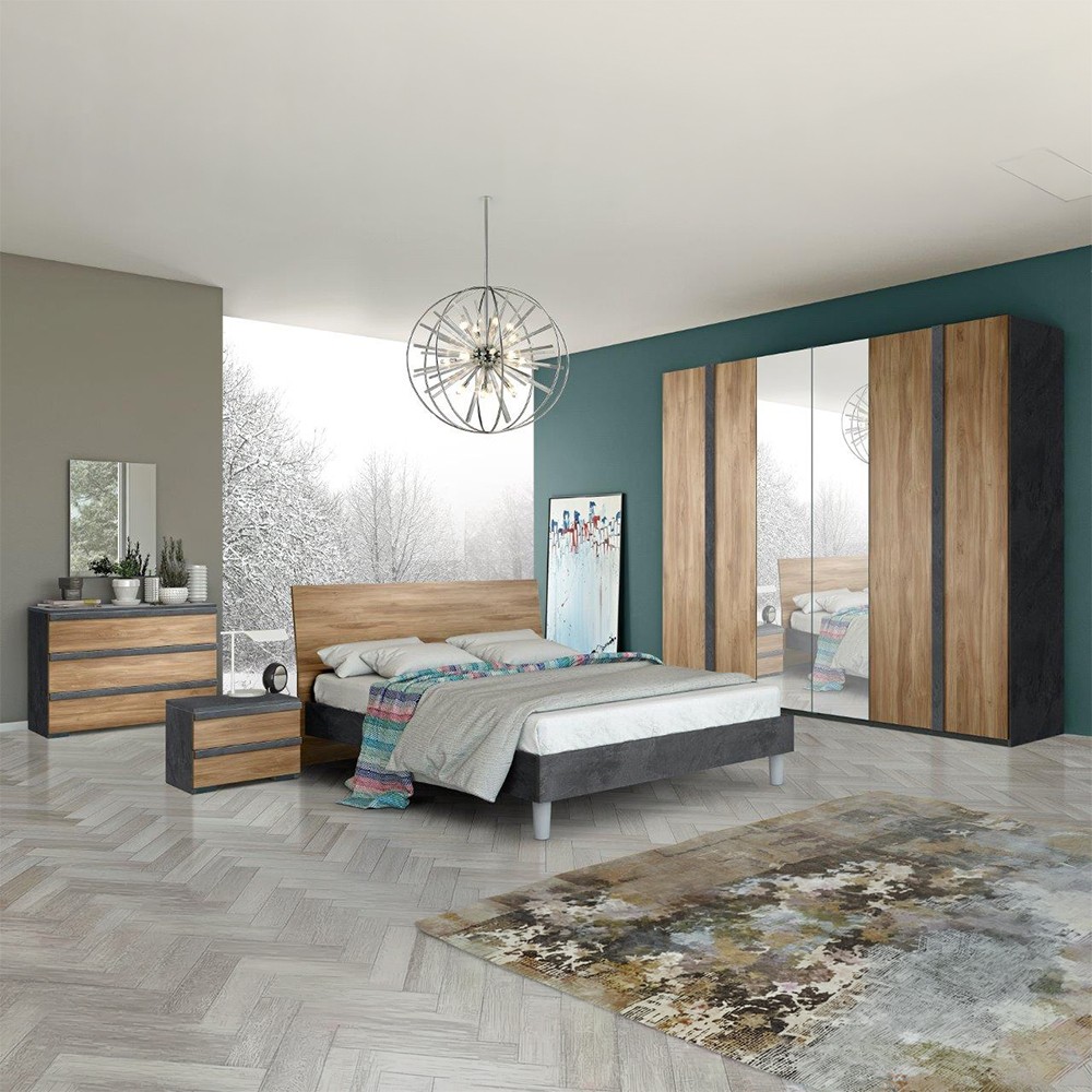 Camera da letto noce dark e antracite Borghese