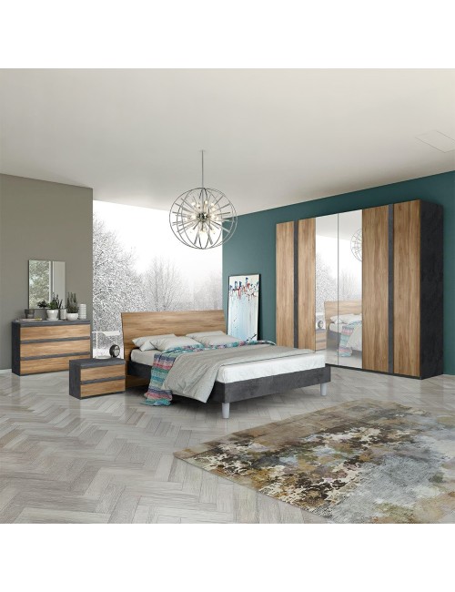 Camera da letto noce dark e antracite Borghese