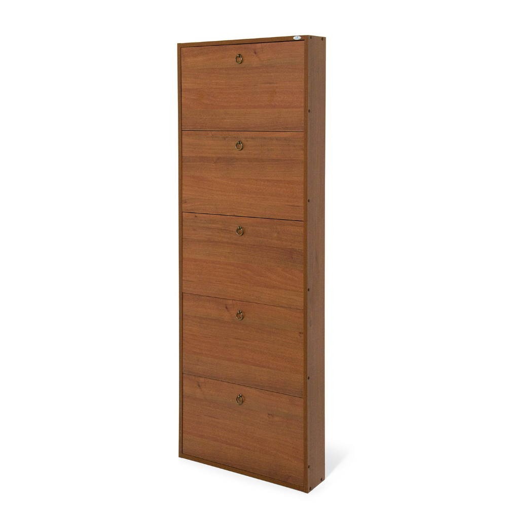 Scarpiera 5 ante Serena slim salvaspazio 180x65x15 colore noce antico