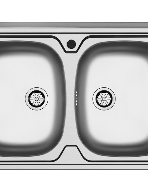 Lavello da appoggio Mediterraneo120 2 vasche e gocciolatoio destro con alzatina inox