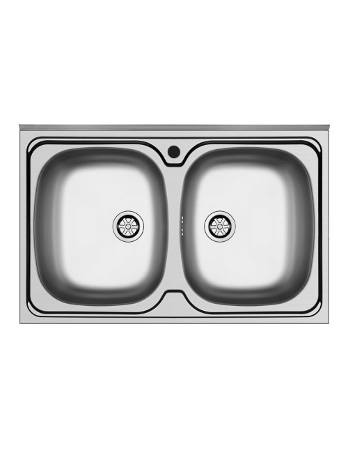 Lavello da appoggio Mediterraneo802 2 vasche con alzatina inox