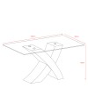 Tavolo fisso Duncan con piano in vetro e gambe incrociate effetto legno nero 150x90x76H