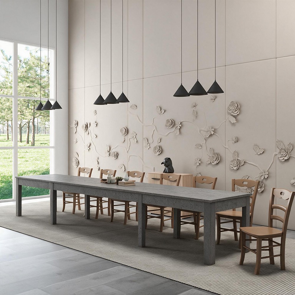 Tavolo Super4 160x90 allungabile a 320 cm colore cemento