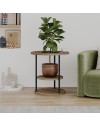 Tavolino da Salotto Grova 50x50 cm con Piano Forato Porta Piante in noce e Metallo Nero