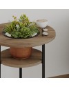 Tavolino da Salotto Grova 50x50 cm con Piano Forato Porta Piante in noce e Metallo Nero