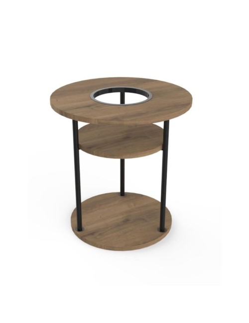 Tavolino da Salotto Grova 50x50 cm con Piano Forato Porta Piante in noce e Metallo Nero