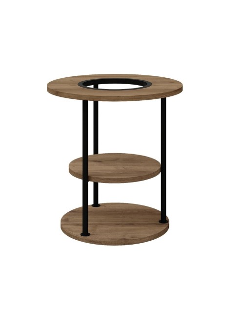 Tavolino da Salotto Grova 50x50 cm con Piano Forato Porta Piante in noce e Metallo Nero