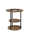 Tavolino da Salotto Grova 50x50 cm con Piano Forato Porta Piante in noce e Metallo Nero