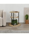 Tavolino da Salotto Grova 50x50 cm con Piano Forato Porta Piante in Rovere e Metallo Nero