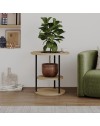 Tavolino da Salotto Grova 50x50 cm con Piano Forato Porta Piante in Rovere e Metallo Nero