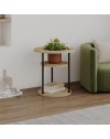 Tavolino da Salotto Grova 50x50 cm con Piano Forato Porta Piante in Rovere e Metallo Nero