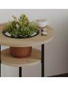 Tavolino da Salotto Grova 50x50 cm con Piano Forato Porta Piante in Rovere e Metallo Nero