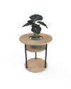 Tavolino da Salotto Grova 50x50 cm con Piano Forato Porta Piante in Rovere e Metallo Nero