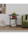 Tavolino da Salotto Grova 50x50 cm con Piano Forato Porta Piante Cemento e Metallo Nero