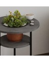 Tavolino da Salotto Grova 50x50 cm con Piano Forato Porta Piante Cemento e Metallo Nero