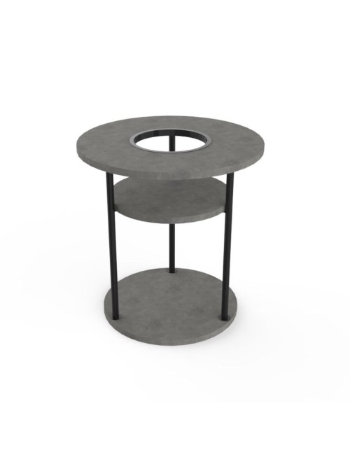 Tavolino da Salotto Grova 50x50 cm con Piano Forato Porta Piante Cemento e Metallo Nero