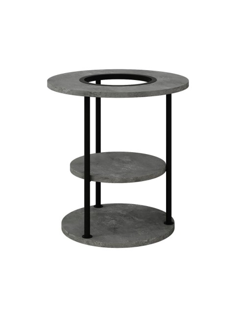 Tavolino da Salotto Grova 50x50 cm con Piano Forato Porta Piante Cemento e Metallo Nero