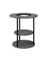 Tavolino da Salotto Grova 50x50 cm con Piano Forato Porta Piante Cemento e Metallo Nero